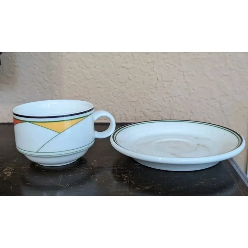 Villeroy & Boch Trio Demitasse Cup Saucer Set Memphis Art Deco Postmodern
